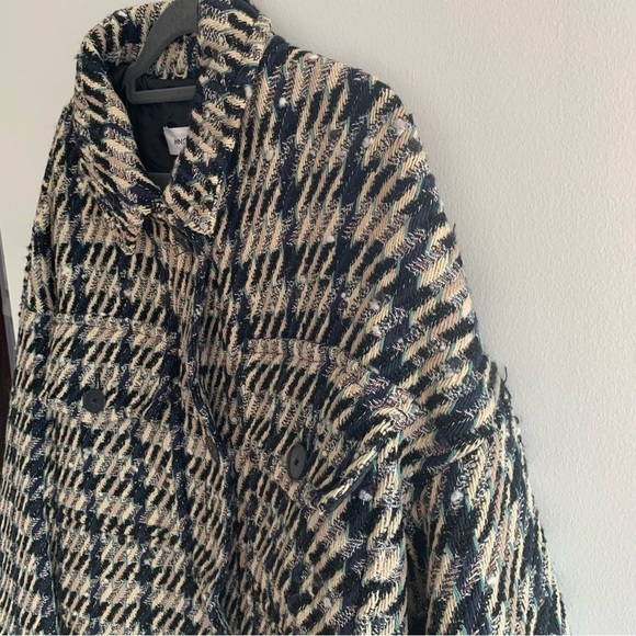 Mango Tweed Plaid Jacket Shacket Size L - Picture 11 of 16